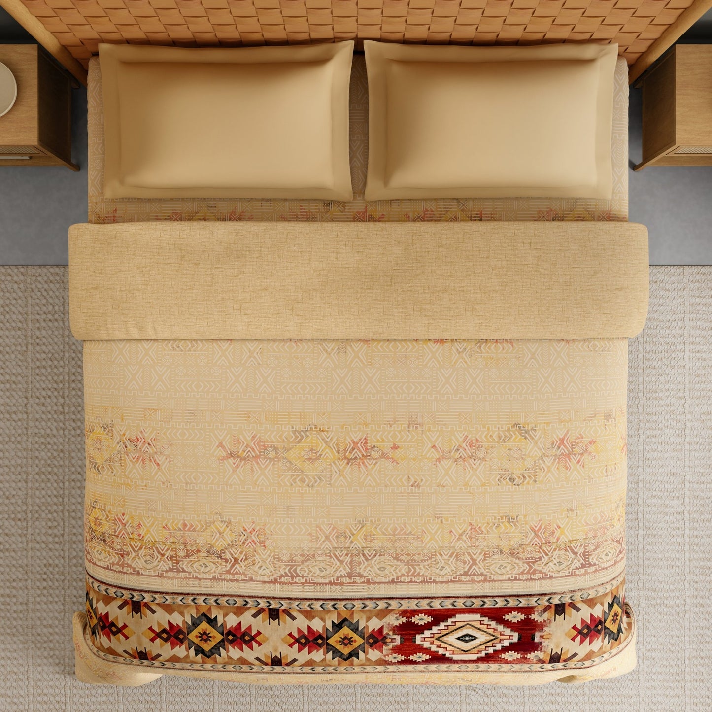 Innovations Hygro Cotton Double Quilt, 210 TC, Geometric, Light Brown