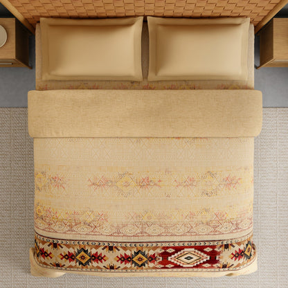 Innovations Hygro Cotton Double Quilt, 210 TC, Geometric, Light Brown