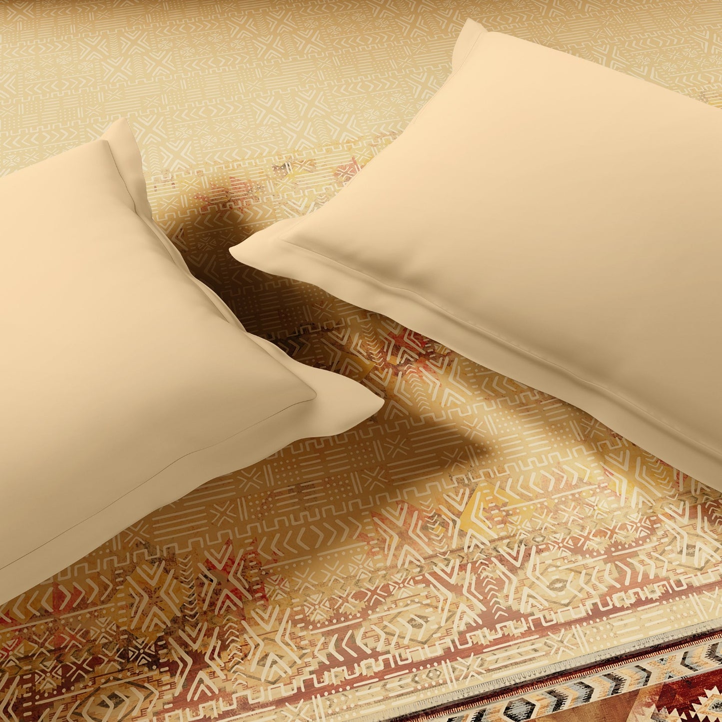 Innovations Hygro Cotton Double Quilt, 210 TC, Geometric, Light Brown