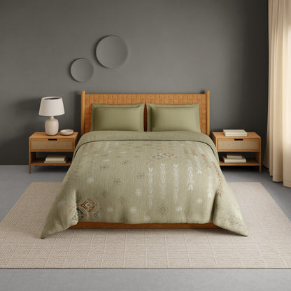 Innovations Hygro Cotton Double Quilt, 210 TC, Geometric, Green