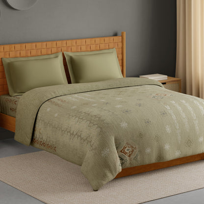 Innovations Hygro Cotton Double Quilt, 210 TC, Geometric, Green