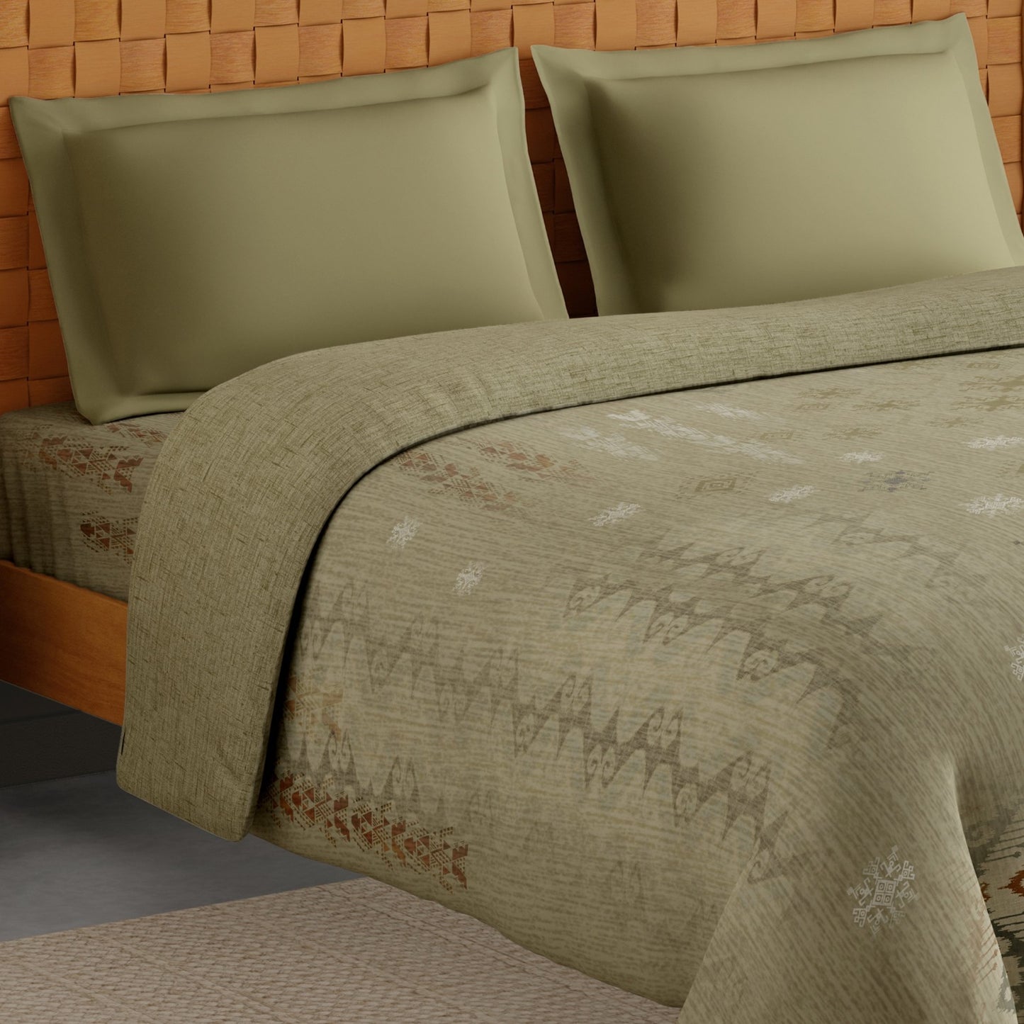 Innovations Hygro Cotton Double Quilt, 210 TC, Geometric, Green