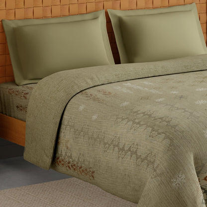 Innovations Hygro Cotton Double Quilt, 210 TC, Geometric, Green