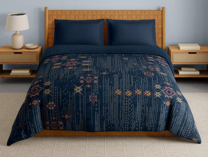 Innovations Hygro Cotton Double Quilt, 210 TC, Geometric, Dark Blue