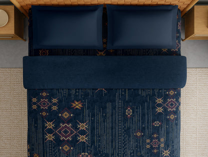 Innovations Hygro Cotton Double Quilt, 210 TC, Geometric, Dark Blue