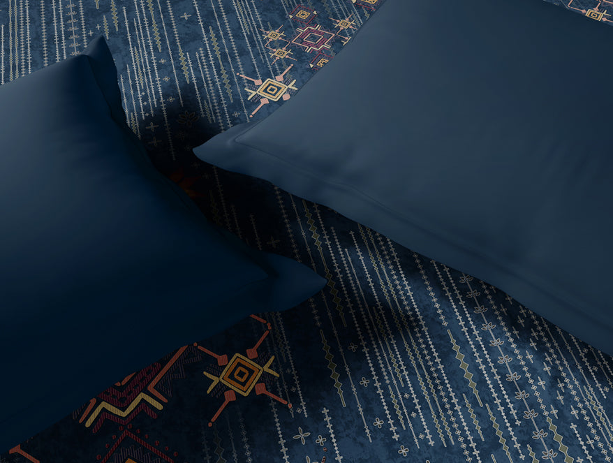 Innovations Hygro Cotton Double Quilt, 210 TC, Geometric, Dark Blue