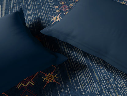 Innovations Hygro Cotton Double Quilt, 210 TC, Geometric, Dark Blue