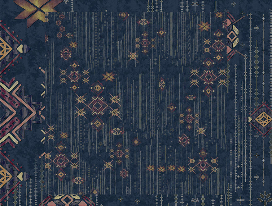 Innovations Hygro Cotton Double Quilt, 210 TC, Geometric, Dark Blue