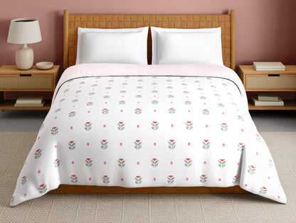 Innovations Hygro Cotton Double Quilt, 210 TC, Floral, White