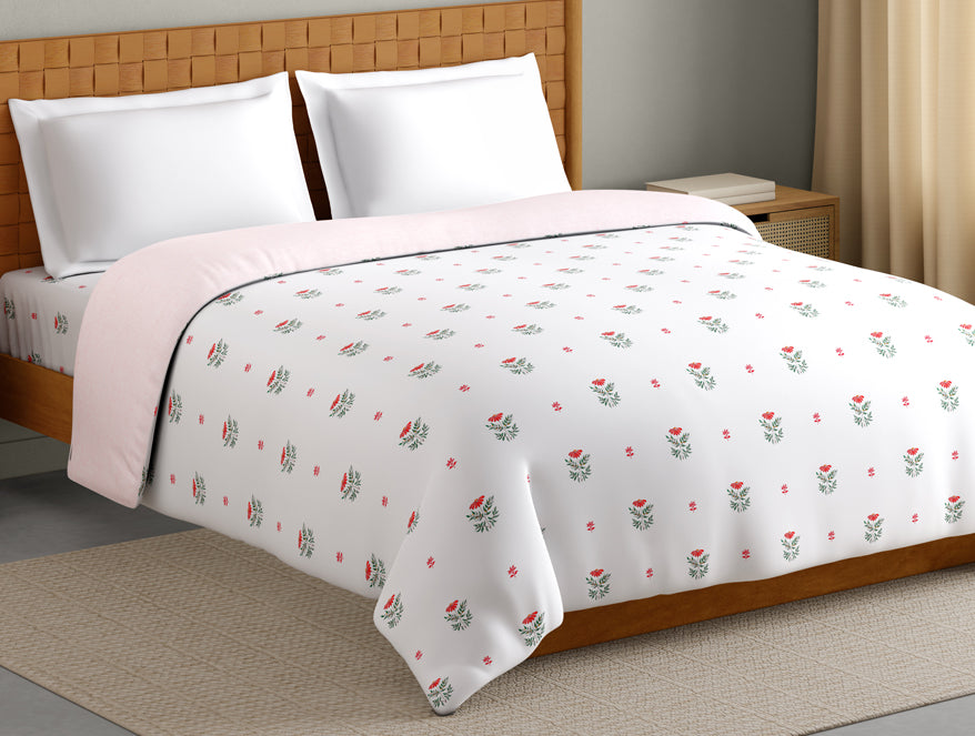 Innovations Hygro Cotton Double Quilt, 210 TC, Floral, White