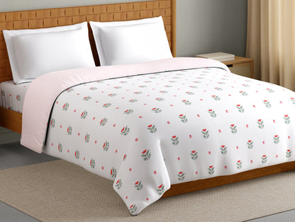 Innovations Hygro Cotton Double Quilt, 210 TC, Floral, White