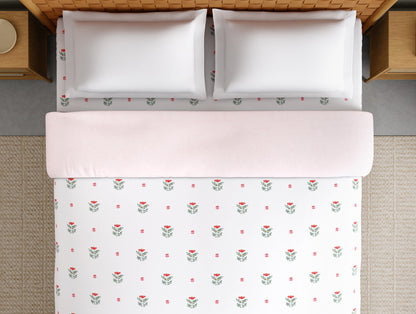 Innovations Hygro Cotton Double Quilt, 210 TC, Floral, White