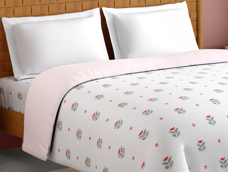 Innovations Hygro Cotton Double Quilt, 210 TC, Floral, White