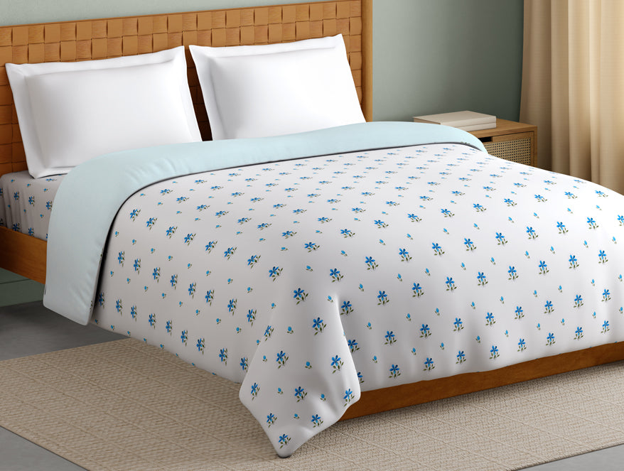 Innovations Hygro Cotton Double Quilt, 210 TC, Floral, White