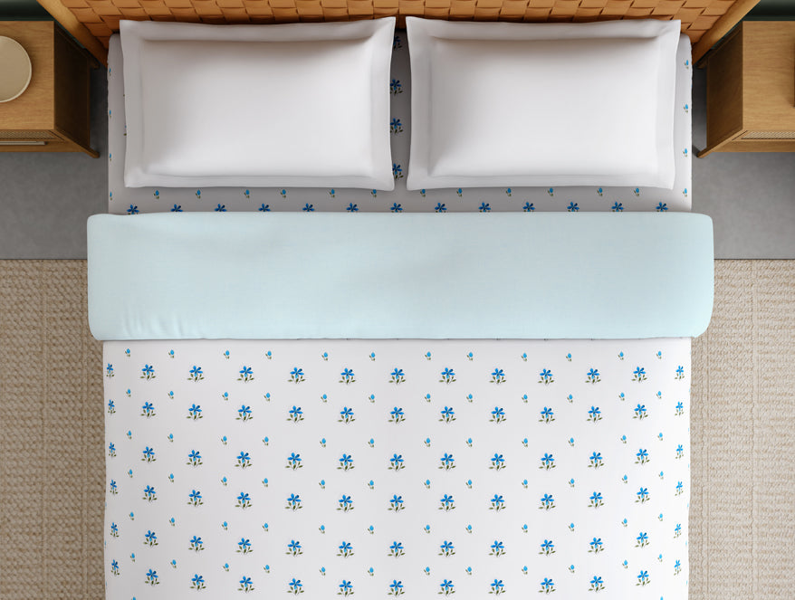 Innovations Hygro Cotton Double Quilt, 210 TC, Floral, White