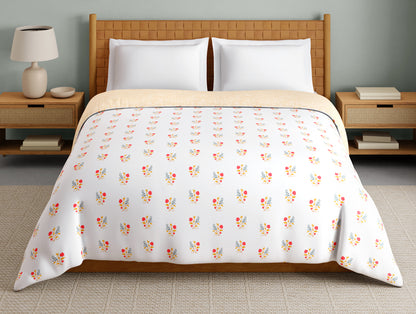 Innovations Hygro Cotton Double Quilt, 210 TC, Floral, White