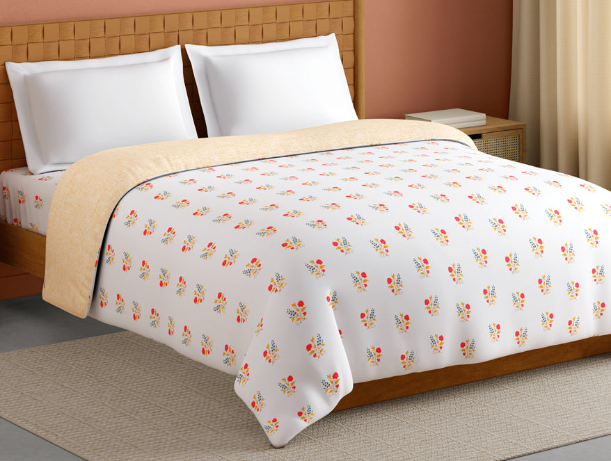 Innovations Hygro Cotton Double Quilt, 210 TC, Floral, White
