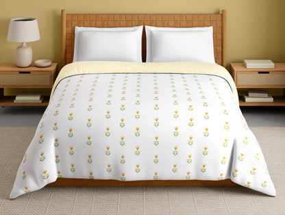 Innovations Hygro Cotton Double Quilt, 210 TC, Floral, White