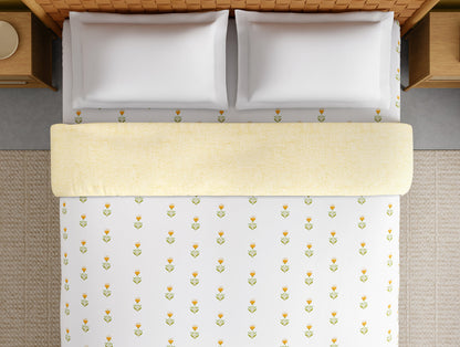 Innovations Hygro Cotton Double Quilt, 210 TC, Floral, White