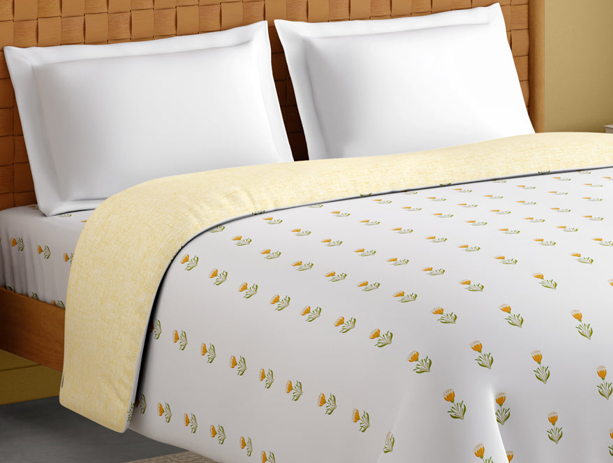 Innovations Hygro Cotton Double Quilt, 210 TC, Floral, White