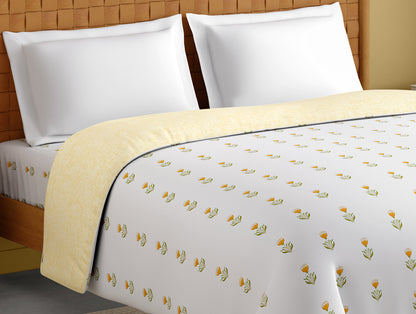 Innovations Hygro Cotton Double Quilt, 210 TC, Floral, White
