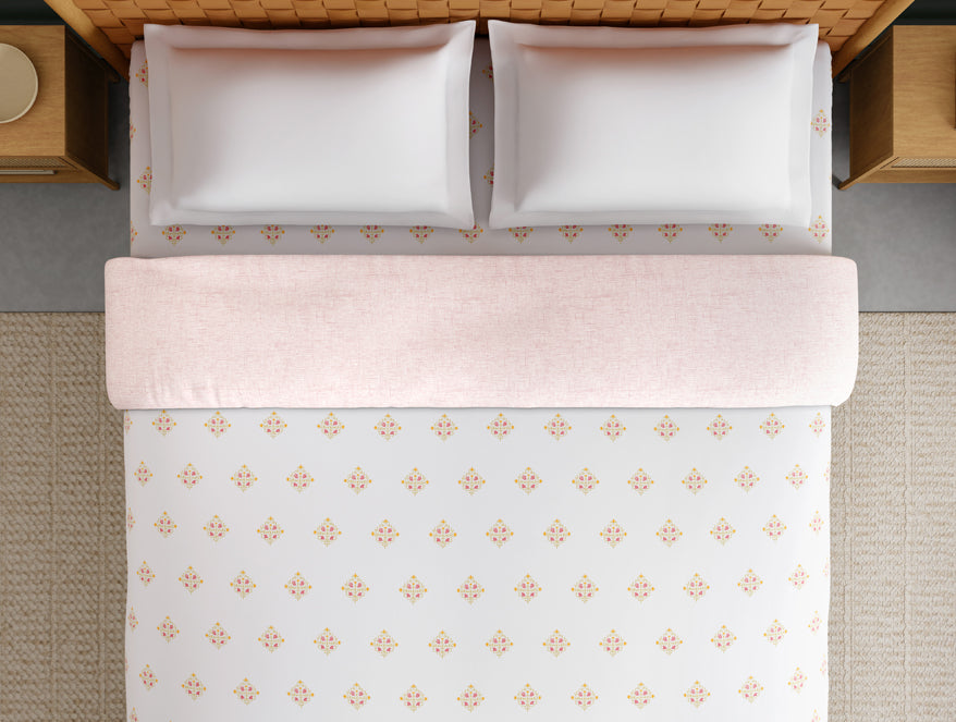 Innovations Hygro Cotton Double Quilt, 210 TC, Floral, White