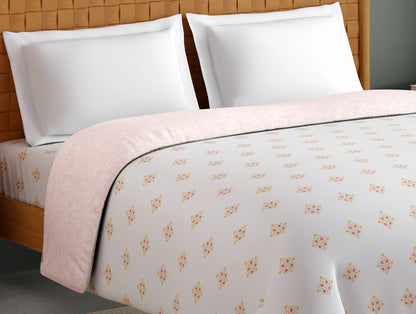 Innovations Hygro Cotton Double Quilt, 210 TC, Floral, White