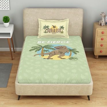 Kids 100% Cotton Bedsheets Single, 132 TC, Character, Light Green