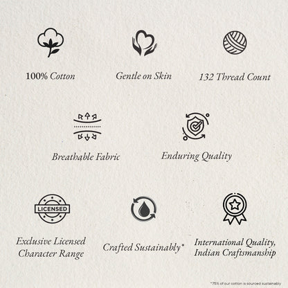 Kids 100% Cotton Bedsheets Single, 132 TC, Character, Light Green