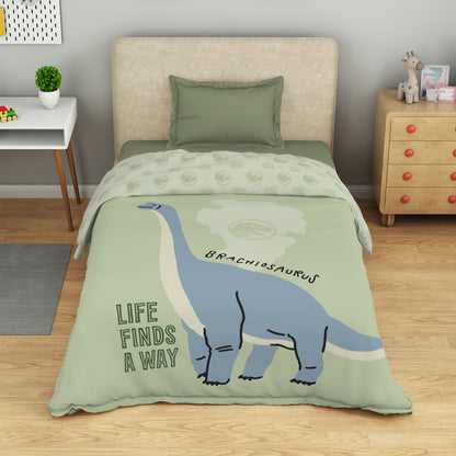 Kids 100% Cotton Single Quilt, 132 TC, Character, Light Green