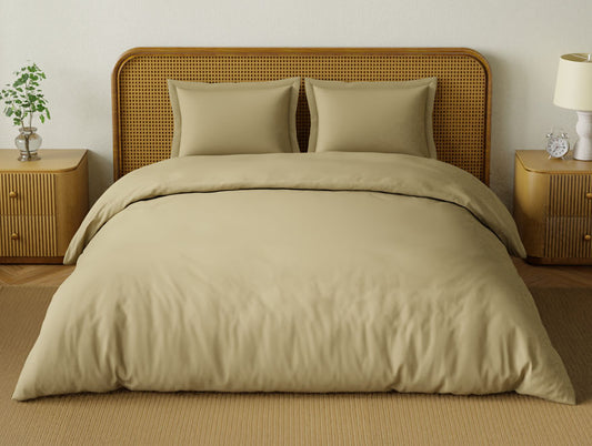 Organic Prewash 100% Organic Cotton Large Bedsheet, 180 TC, Solid, Light Brown