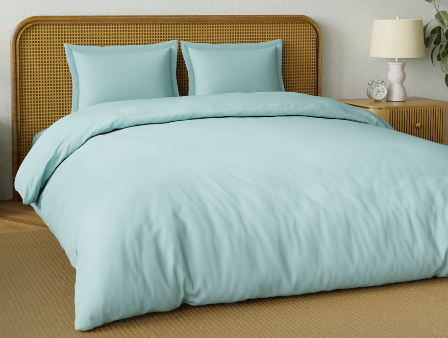 Organic Prewash 100% Organic Cotton Large Bedsheet, 180 TC, Solid, Light Blue