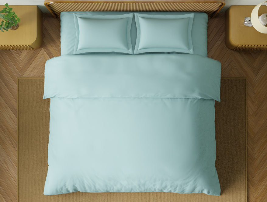 Organic Prewash 100% Organic Cotton Large Bedsheet, 180 TC, Solid, Light Blue