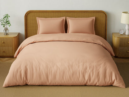 Organic Prewash 100% Organic Cotton Large Bedsheet, 180 TC, Solid, Light Orange