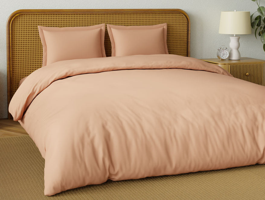 Organic Prewash 100% Organic Cotton Large Bedsheet, 180 TC, Solid, Light Orange