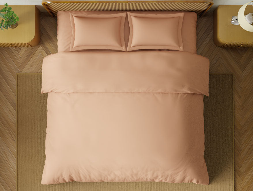Organic Prewash 100% Organic Cotton Large Bedsheet, 180 TC, Solid, Light Orange