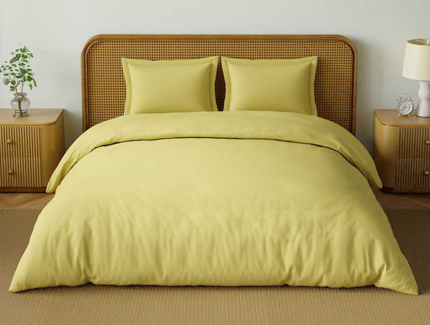 Organic Prewash 100% Organic Cotton Large Bedsheet, 180 TC, Solid, Light Yellow