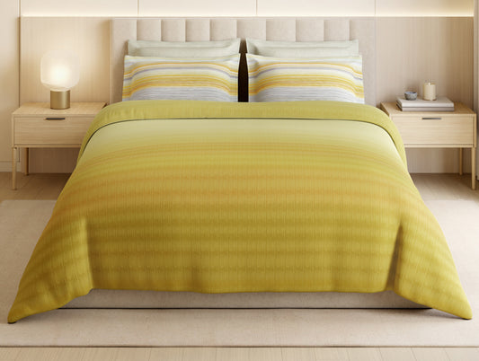 Luxury Loom Impressions 100% Egyptian Cotton Large Bedsheet, 350 TC, Geometric, Light Yellow