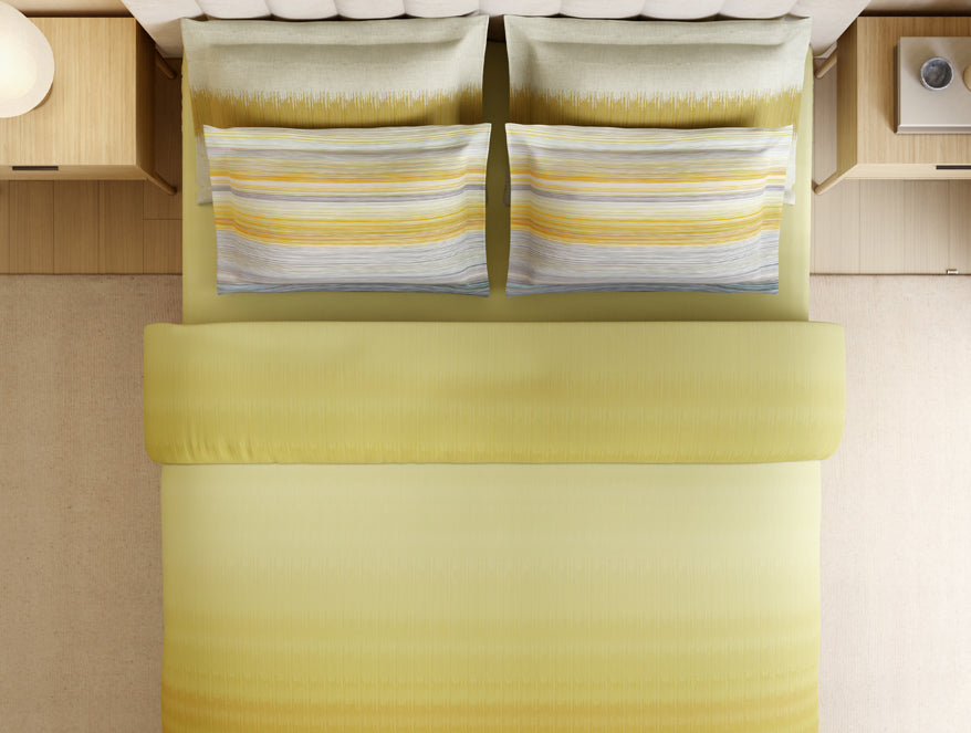 Luxury Loom Impressions 100% Egyptian Cotton Large Bedsheet, 350 TC, Geometric, Light Yellow