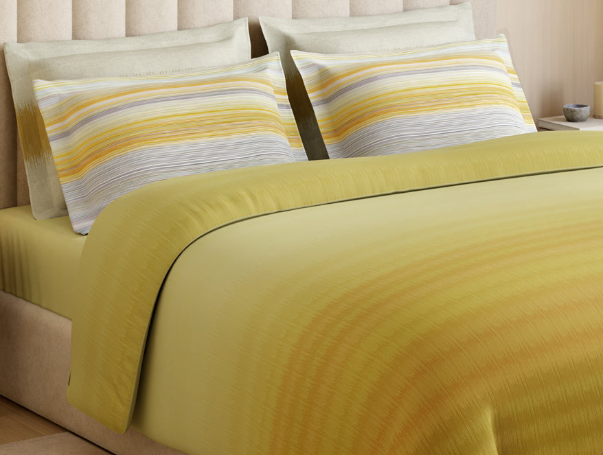 Luxury Loom Impressions 100% Egyptian Cotton Large Bedsheet, 350 TC, Geometric, Light Yellow