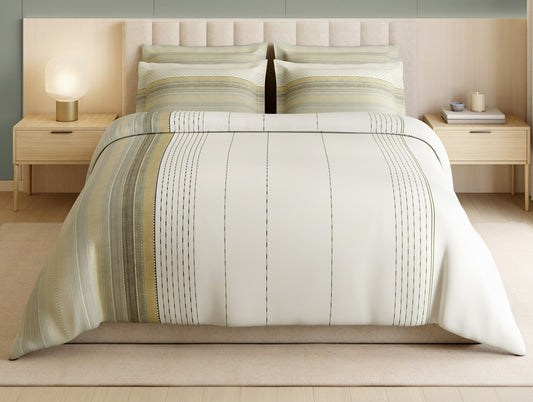 Luxury Loom Impressions 100% Egyptian Cotton Large Bedsheet, 350 TC, Geometric, Cream