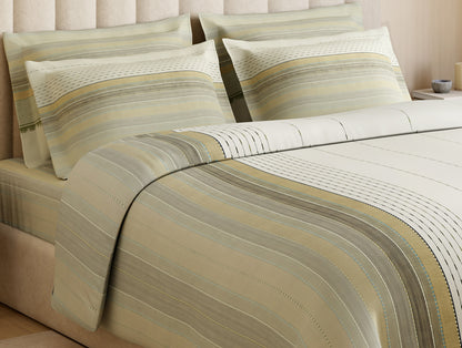 Luxury Loom Impressions 100% Egyptian Cotton Large Bedsheet, 350 TC, Geometric, Cream