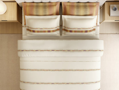 Luxury Loom Impressions 100% Egyptian Cotton Large Bedsheet, 350 TC, Geometric, Beige