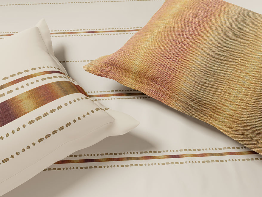 Luxury Loom Impressions 100% Egyptian Cotton Large Bedsheet, 350 TC, Geometric, Beige