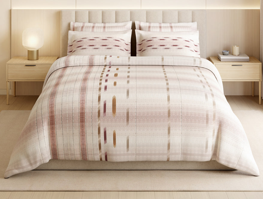 Luxury Loom Impressions 100% Egyptian Cotton Large Bedsheet, 350 TC, Geometric, Light Blush