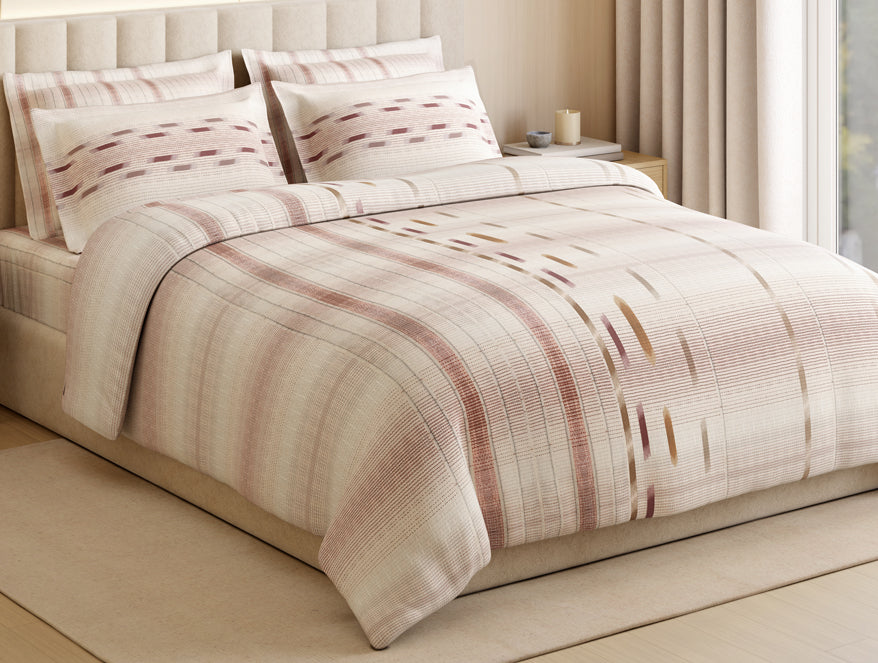 Luxury Loom Impressions 100% Egyptian Cotton Large Bedsheet, 350 TC, Geometric, Light Blush