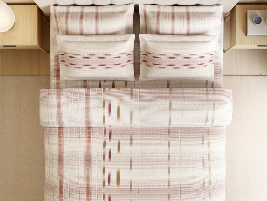 Luxury Loom Impressions 100% Egyptian Cotton Large Bedsheet, 350 TC, Geometric, Light Blush