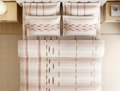 Luxury Loom Impressions 100% Egyptian Cotton Large Bedsheet, 350 TC, Geometric, Light Blush