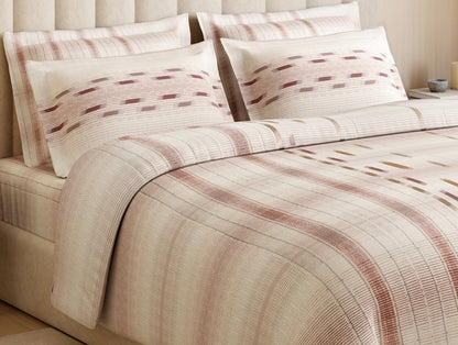 Luxury Loom Impressions 100% Egyptian Cotton Large Bedsheet, 350 TC, Geometric, Light Blush