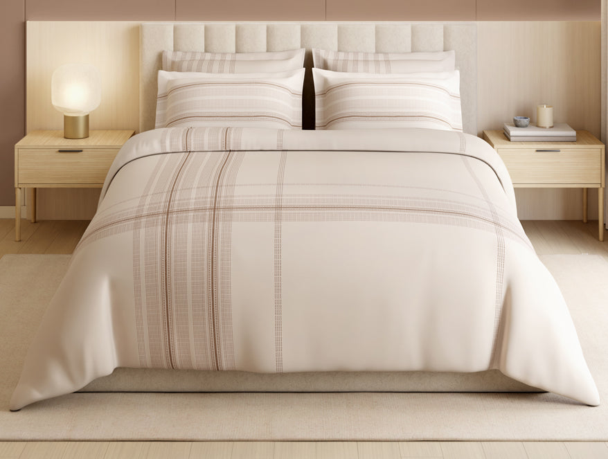 Luxury Loom Impressions 100% Egyptian Cotton Large Bedsheet, 350 TC, Geometric, Light Blush